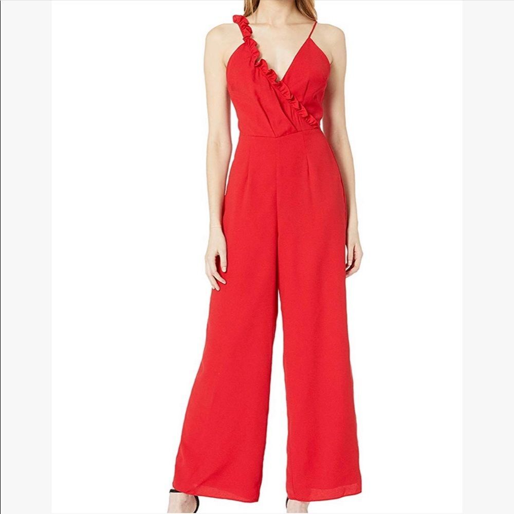NWT xs keepsake the label red ruffle jumpsuit